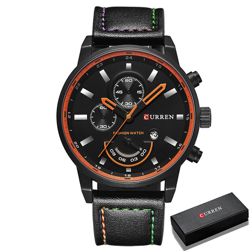 Fashion Leisure Military Style Vegan Leather Strap Quartz Watches