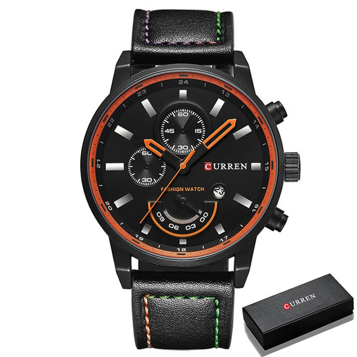 Fashion Leisure Military Style Vegan Leather Strap Quartz Watches