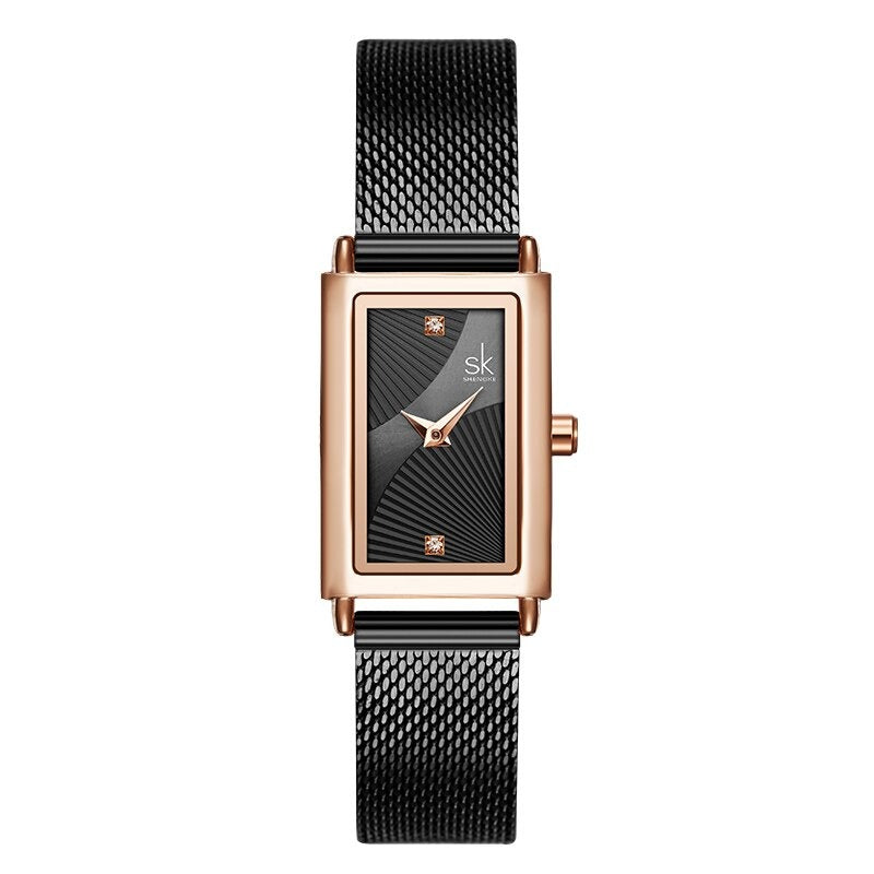 Classic Minimalist Trend Rectangle Case with Vegan Leather Strap Quartz Watches