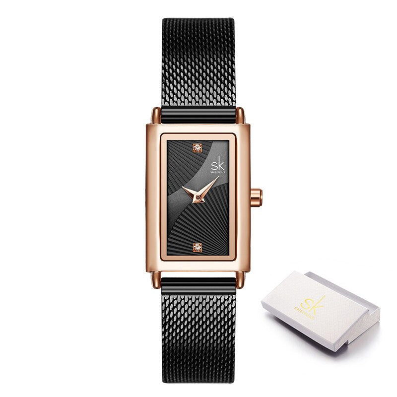 Classic Minimalist Trend Rectangle Case with Vegan Leather Strap Quartz Watches