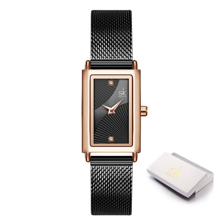 Classic Minimalist Trend Rectangle Case with Vegan Leather Strap Quartz Watches