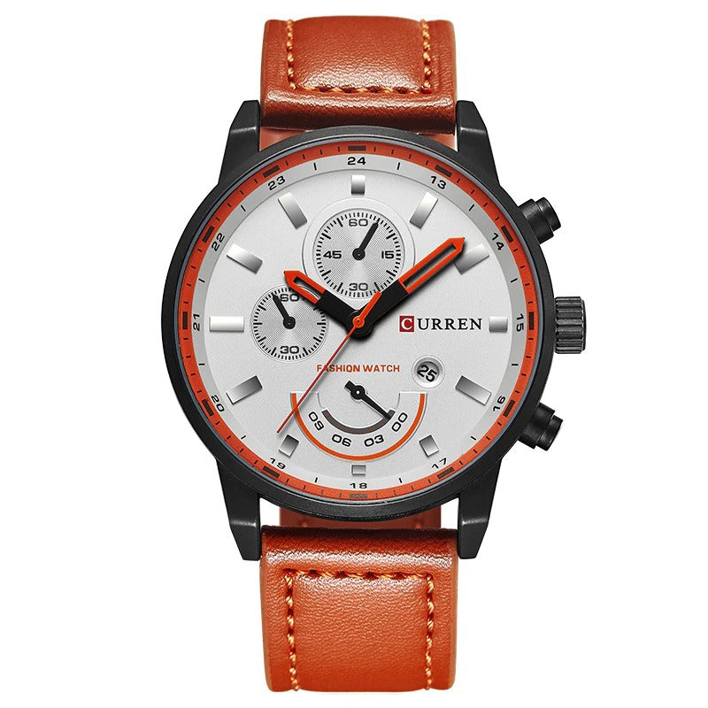 Fashion Leisure Military Style Vegan Leather Strap Quartz Watches