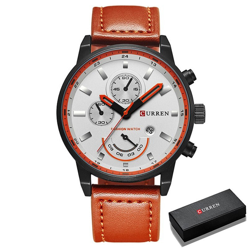 Fashion Leisure Military Style Vegan Leather Strap Quartz Watches