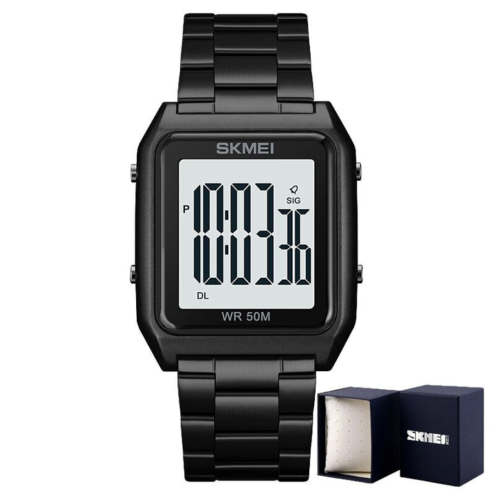 Luxury Digital Sports Watch with Stainless Steel Strap