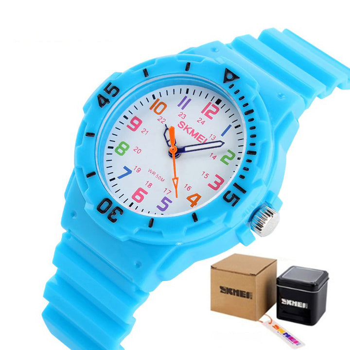 Fashion Watches for Kids with Bright-Colored Strap Quartz Wristwatch