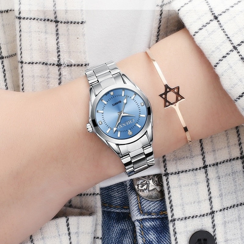 Stainless Steel Multi-color Rhinestone Dial Quartz Watches