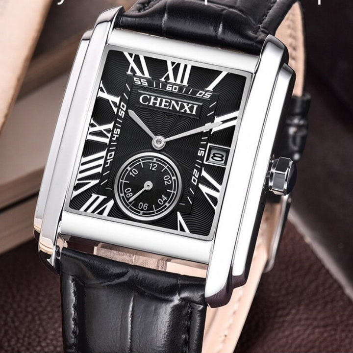 Ultra-thin Men's Roman Numeral Dial with Vegan Leather Strap Quartz Watches