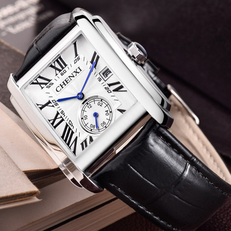 Ultra-thin Men's Roman Numeral Dial with Vegan Leather Strap Quartz Watches