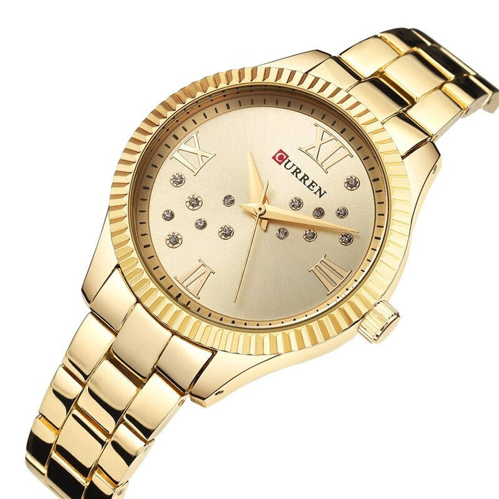 Classic Stainless Steel Rhinestone Roman Numerals Quartz Watches