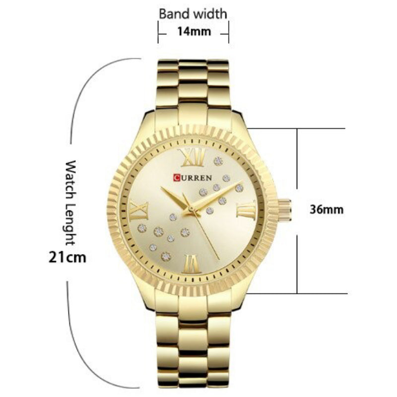 Classic Stainless Steel Rhinestone Roman Numerals Quartz Watches