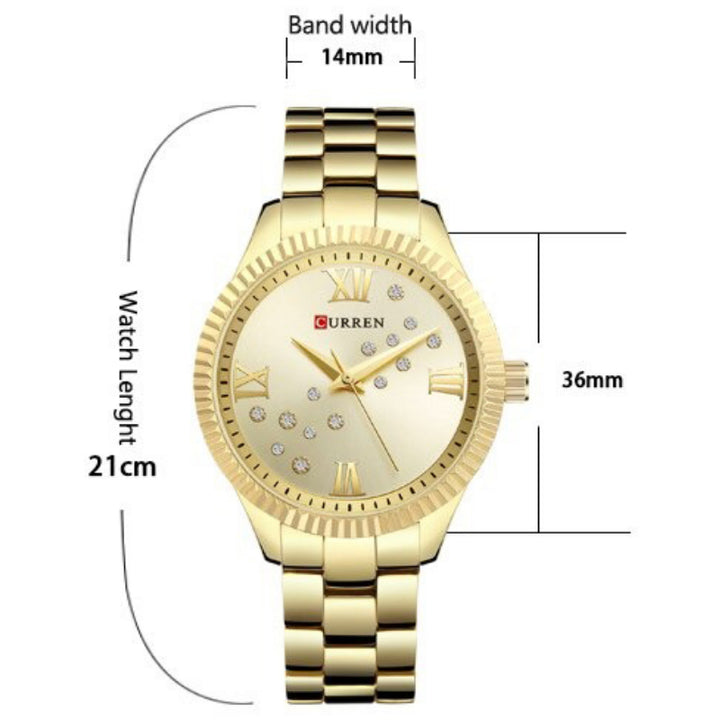 Classic Stainless Steel Rhinestone Roman Numerals Quartz Watches