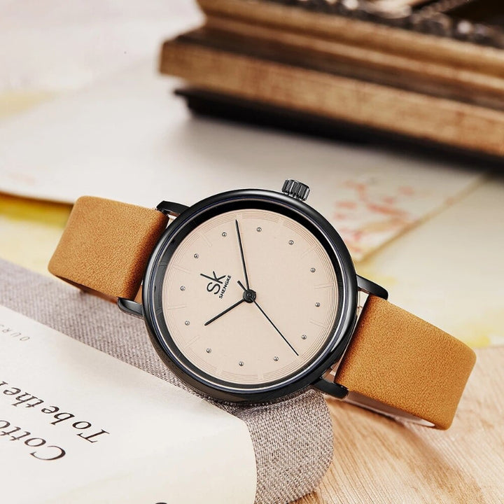 Minimalist Numberless Dial with Retro Vegan Leather Strap Quartz Watches