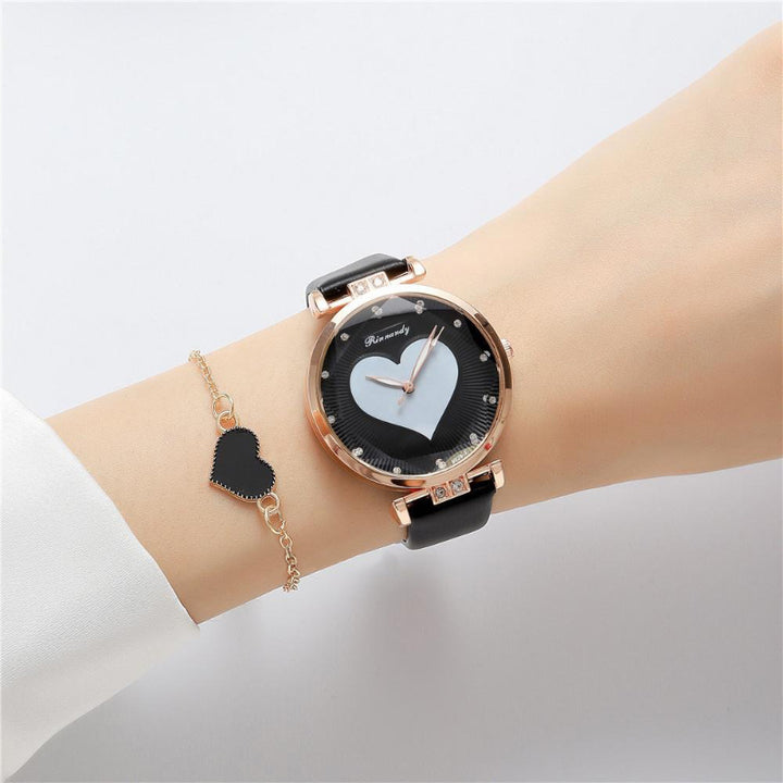 Romantic Love Heart Dial with Genuine Leather Strap Quartz Watches