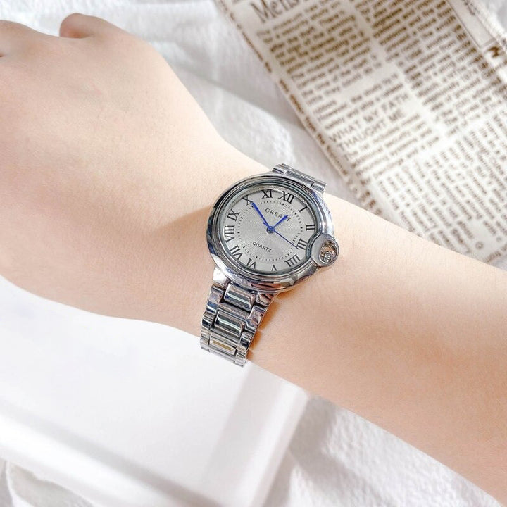 Classy Roman Numeral Dial with Stainless Steel Quartz Watches