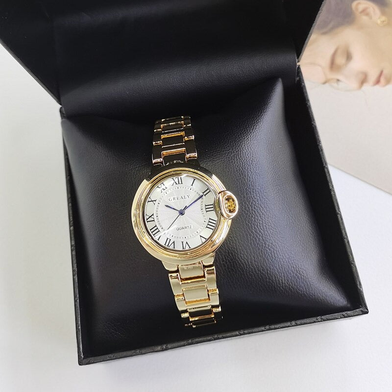 Classy Roman Numeral Dial with Stainless Steel Quartz Watches