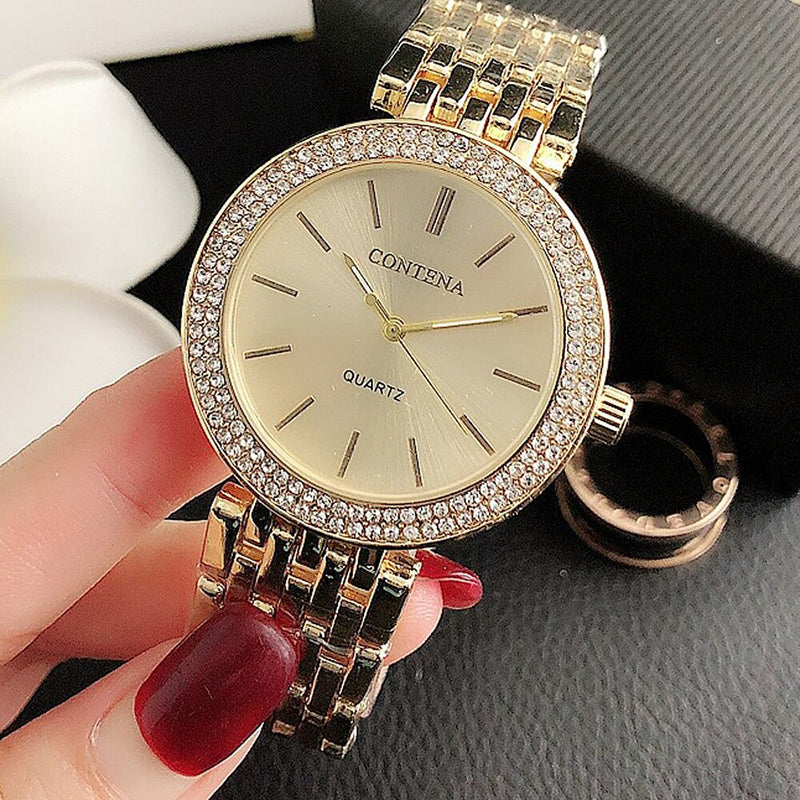 Upscale Rhinestone Embellished Women's Quartz Watches