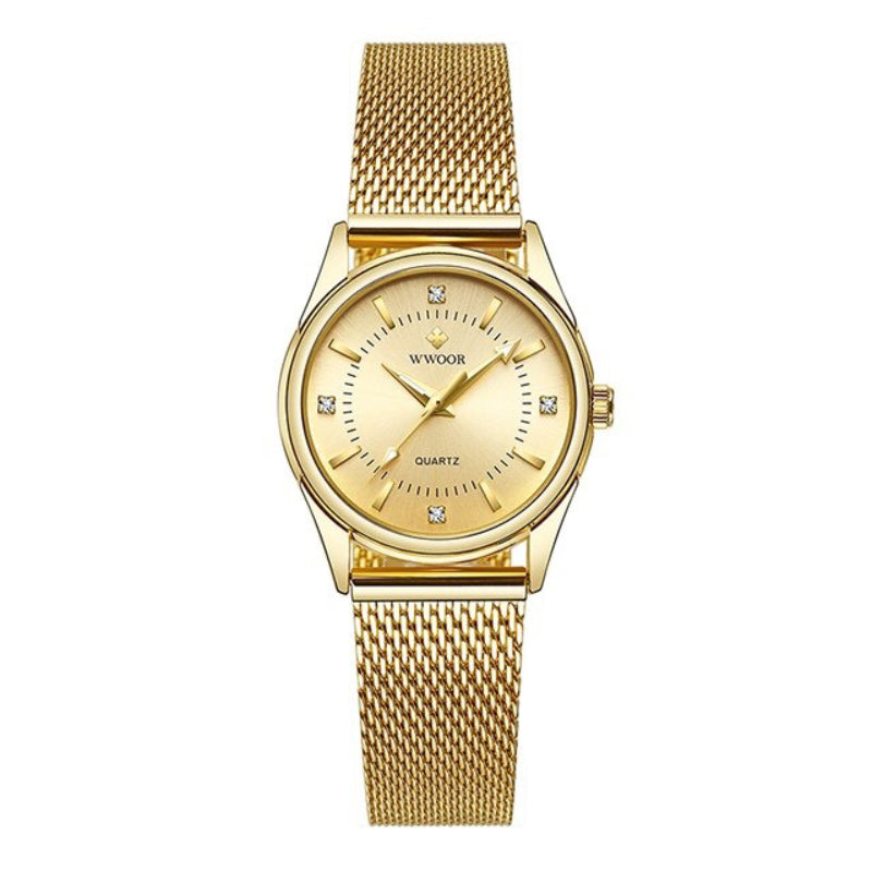 Classic Luxury Style Rhinestone Encrusted Stainless Steel Quartz Watches