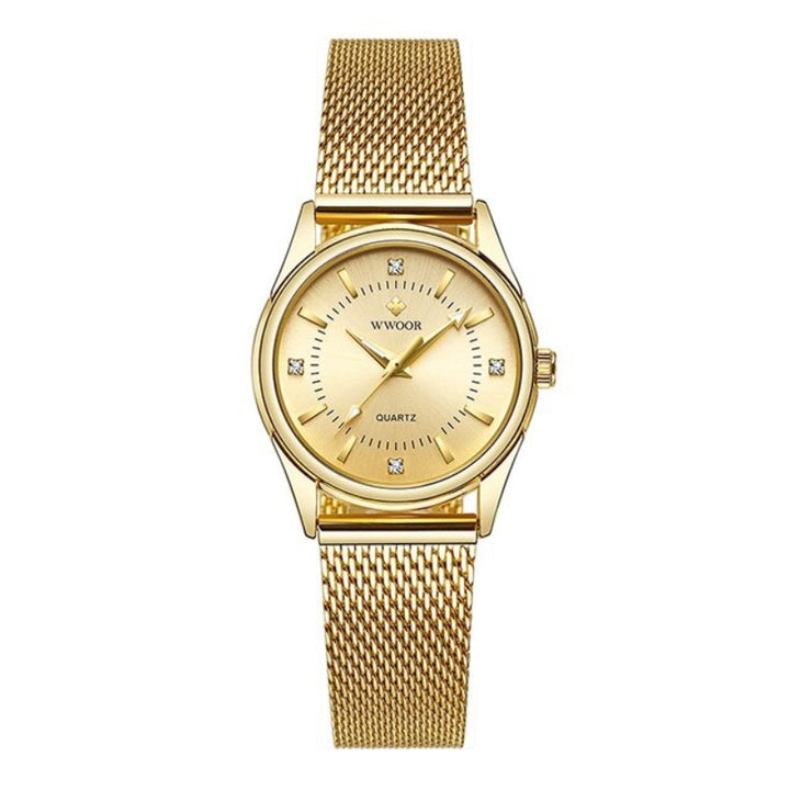 Classic Luxury Style Rhinestone Encrusted Stainless Steel Quartz Watches