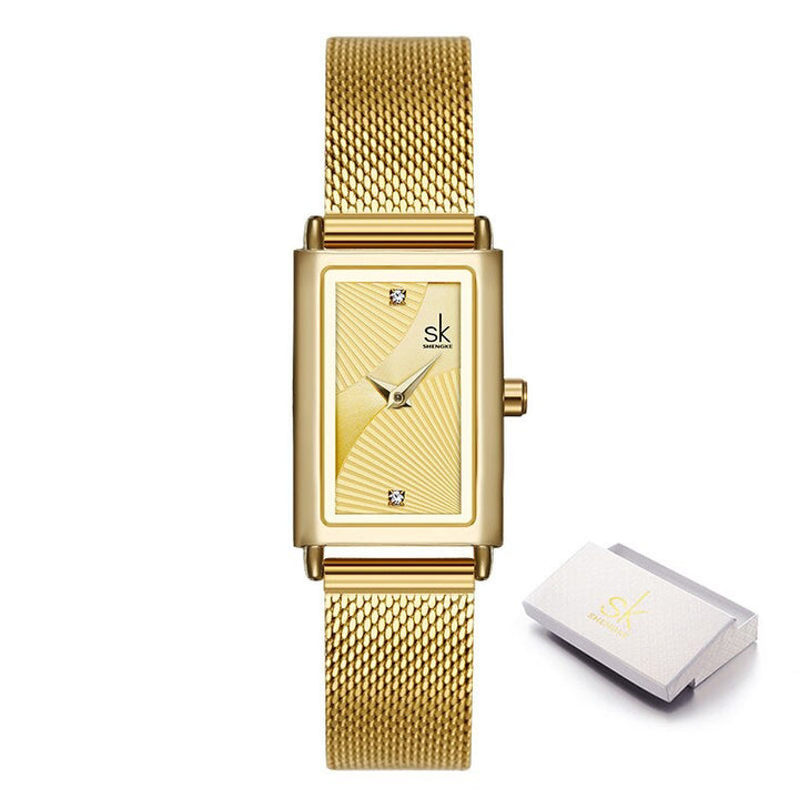 Classic Minimalist Trend Rectangle Case with Vegan Leather Strap Quartz Watches