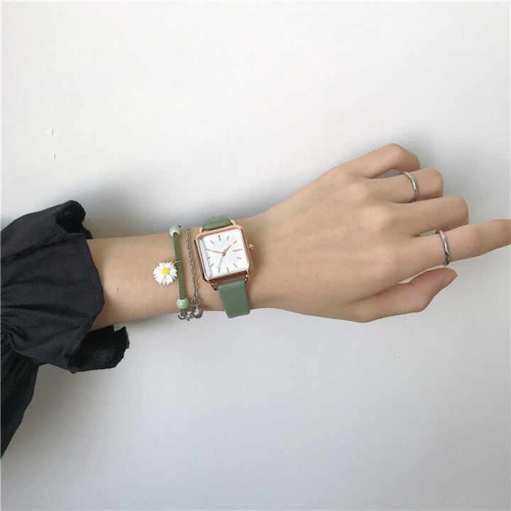 Sophisticated Square Case Numberless Dial with Vegan Leather Strap Quartz Watches