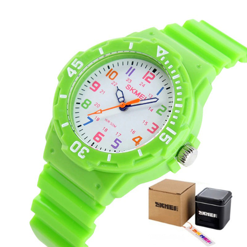 Fashion Watches for Kids with Bright-Colored Strap Quartz Wristwatch