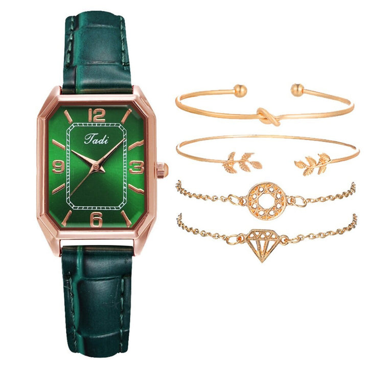 Minimalist Classic Rectangle Case with Vegan Leather Strap Quartz Watches