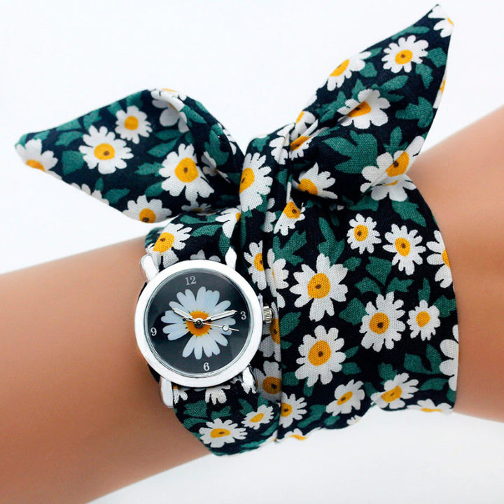 Bright Summer Floral Cloth Pattern Strap Quartz Watches