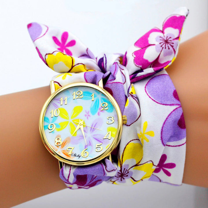Bright Summer Floral Cloth Pattern Strap Quartz Watches