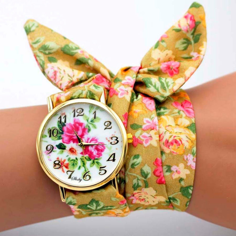 Bright Summer Floral Cloth Pattern Strap Quartz Watches