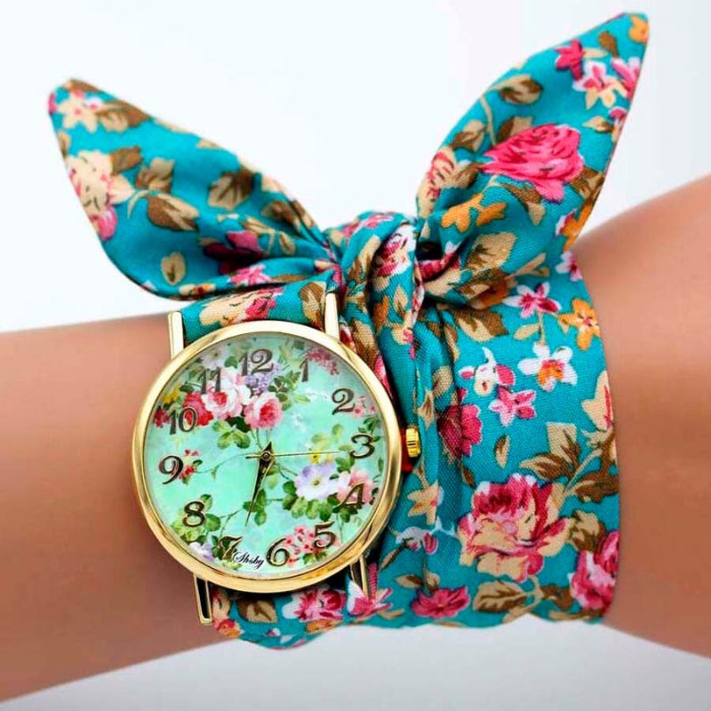 Bright Summer Floral Cloth Pattern Strap Quartz Watches