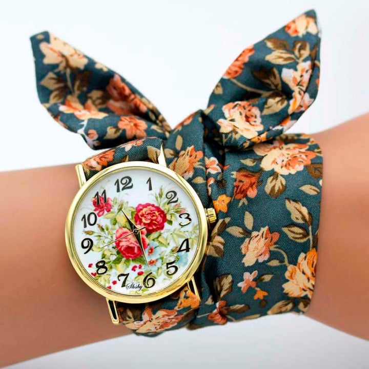 Bright Summer Floral Cloth Pattern Strap Quartz Watches