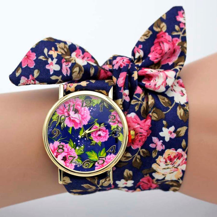 Bright Summer Floral Cloth Pattern Strap Quartz Watches