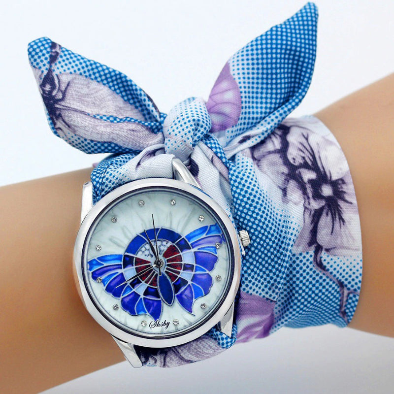 Bright Summer Floral Cloth Pattern Strap Quartz Watches
