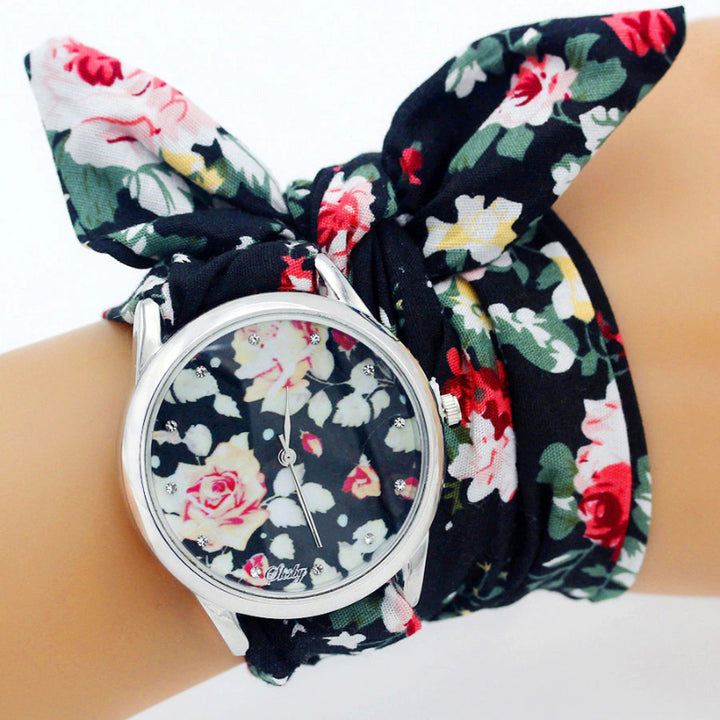 Bright Summer Floral Cloth Pattern Strap Quartz Watches
