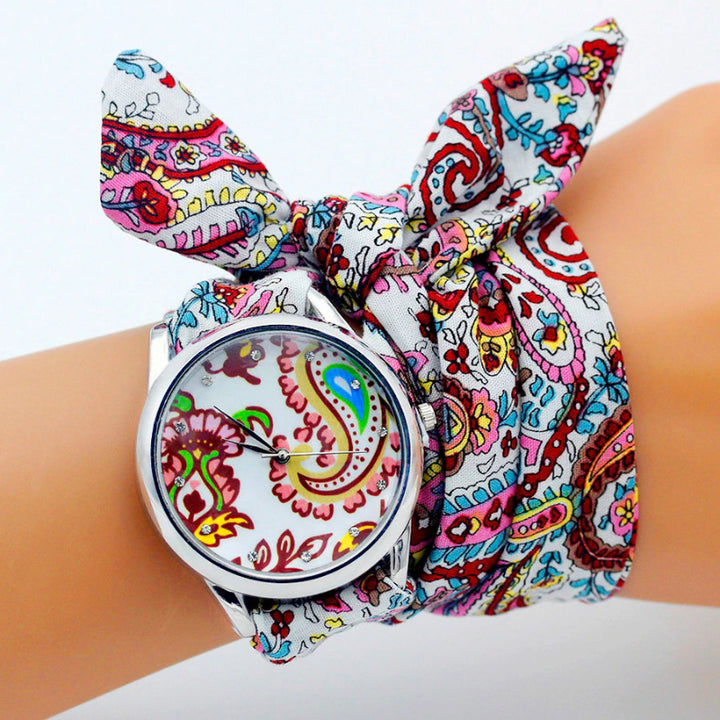 Bright Summer Floral Cloth Pattern Strap Quartz Watches