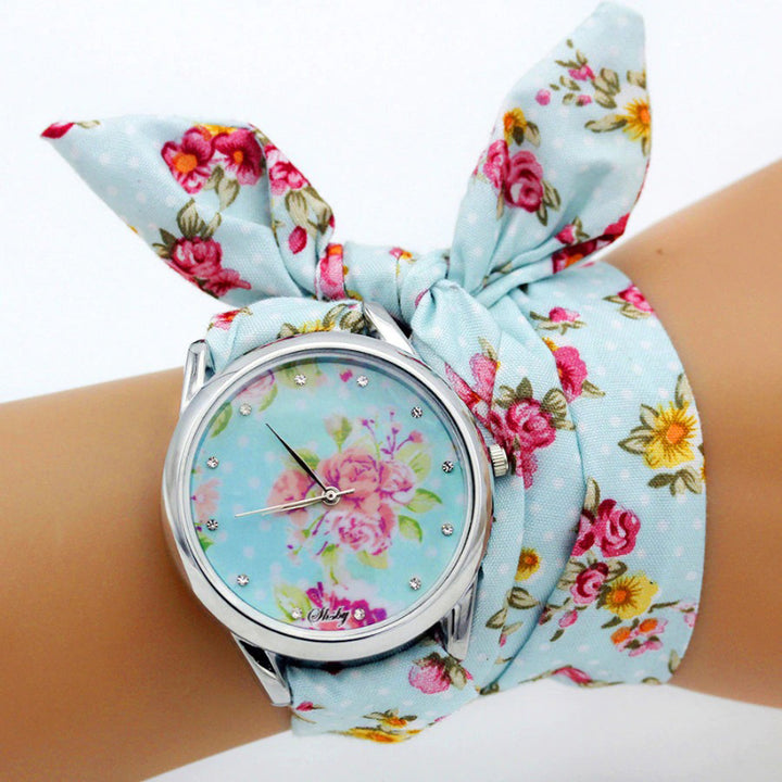 Bright Summer Floral Cloth Pattern Strap Quartz Watches