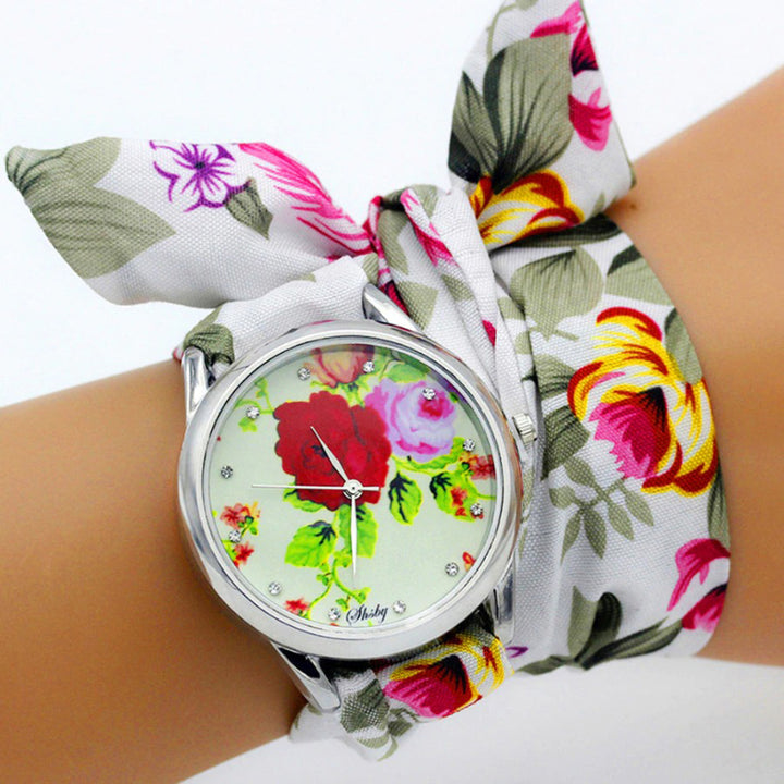 Bright Summer Floral Cloth Pattern Strap Quartz Watches