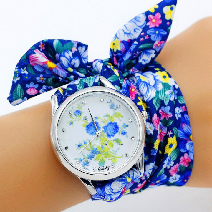 Bright Summer Floral Cloth Pattern Strap Quartz Watches