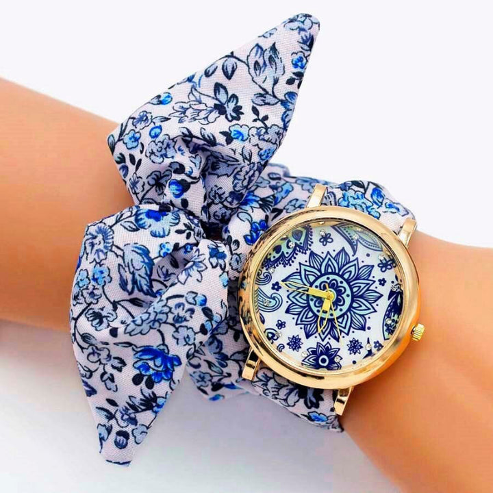 Bright Summer Floral Cloth Pattern Strap Quartz Watches