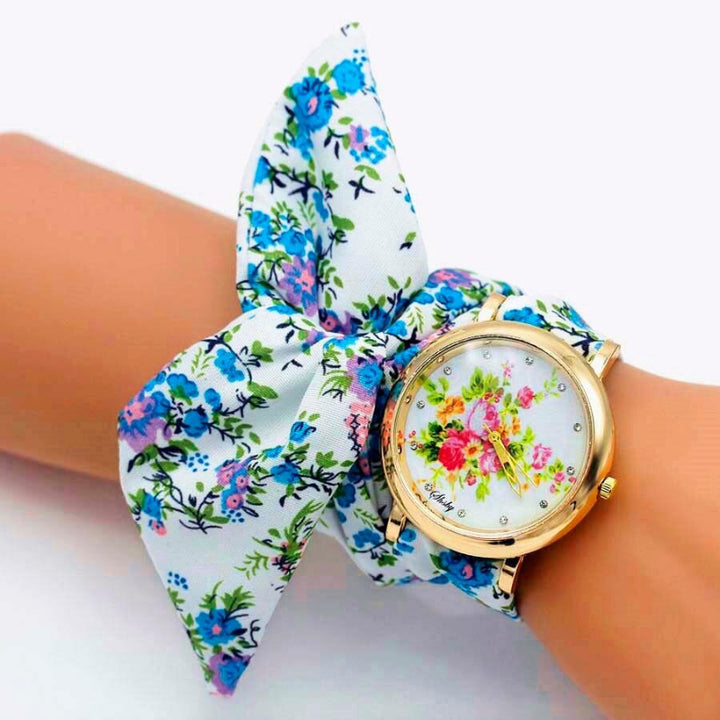 Bright Summer Floral Cloth Pattern Strap Quartz Watches
