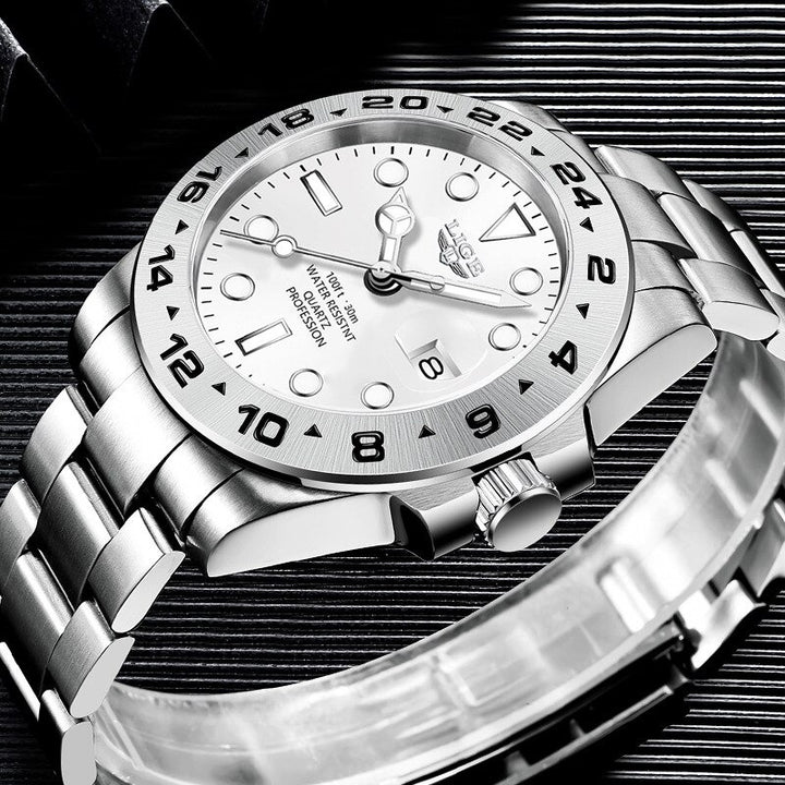 Stainless Steel Men's Luminous and Waterproof Quartz Watches