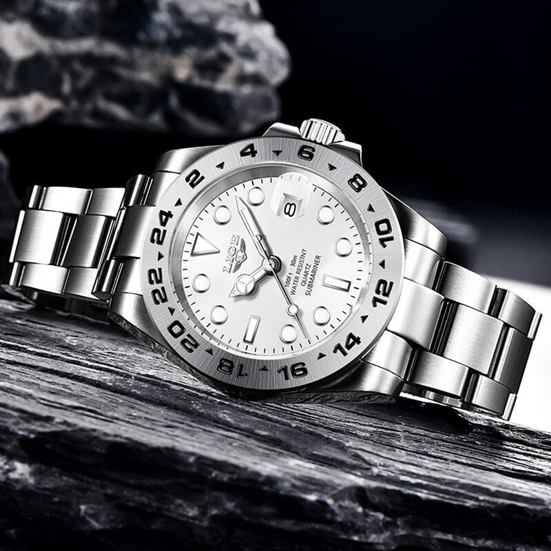 Stainless Steel Men's Luminous and Waterproof Quartz Watches