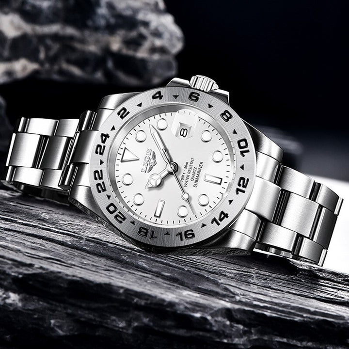 Stainless Steel Men's Luminous and Waterproof Quartz Watches