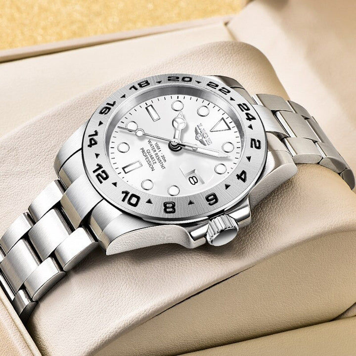 Stainless Steel Men's Luminous and Waterproof Quartz Watches