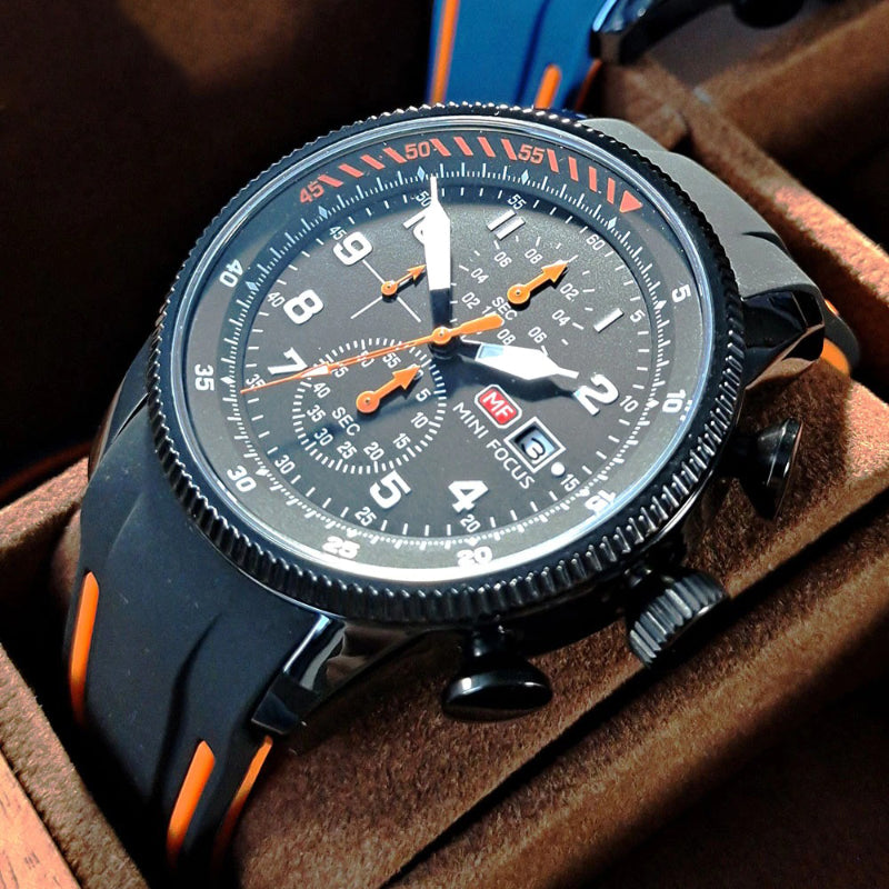 Luxurious Chronograph Sports Wristwatch with Silicone Band