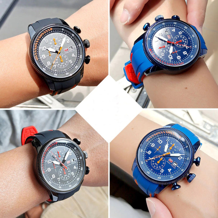Luxurious Chronograph Sports Wristwatch with Silicone Band