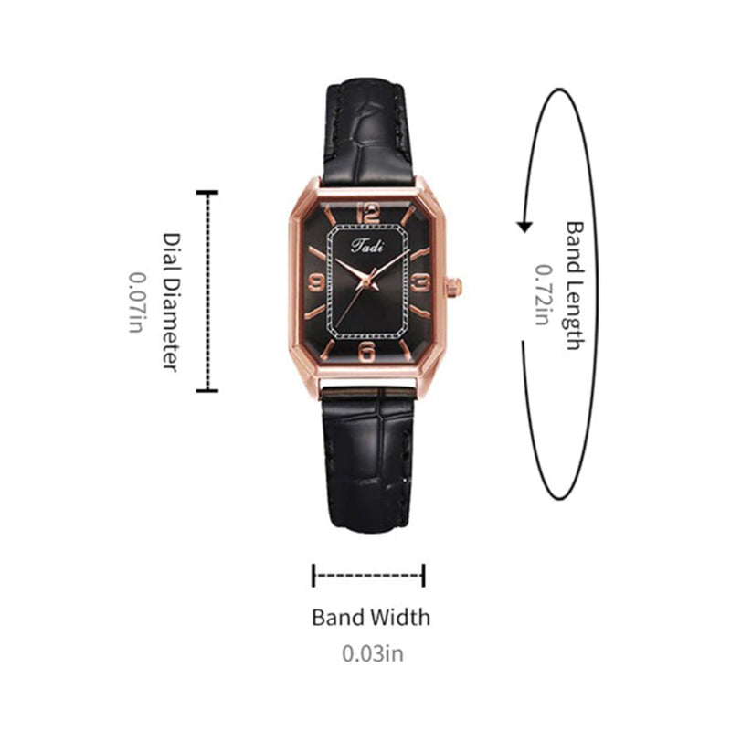 Minimalist Classic Rectangle Case with Vegan Leather Strap Quartz Watches