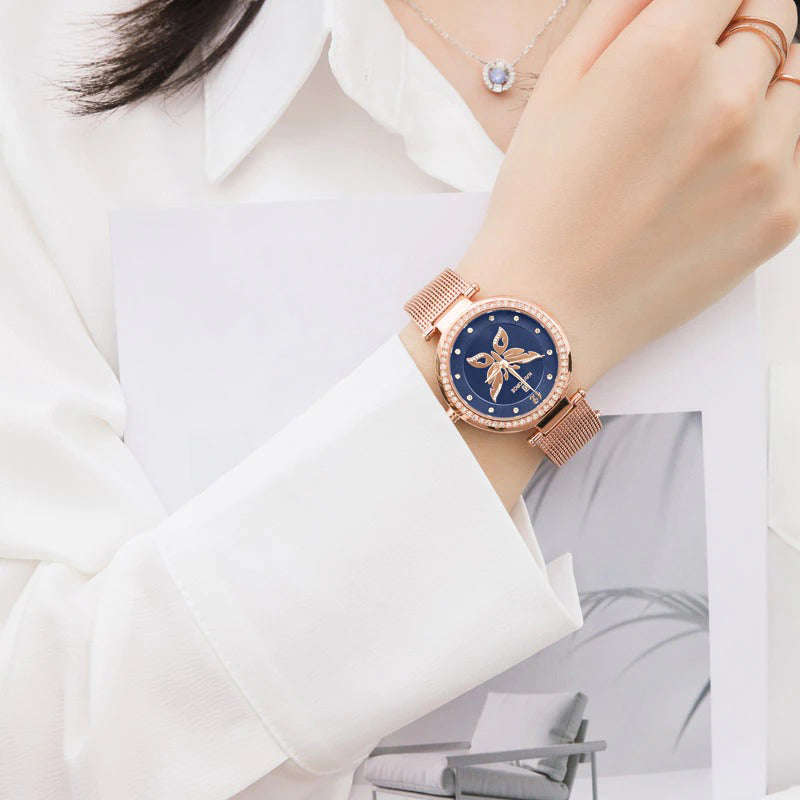 Majestic Butterfly Dial Decorated with Rhinestone Wings Quartz Watches