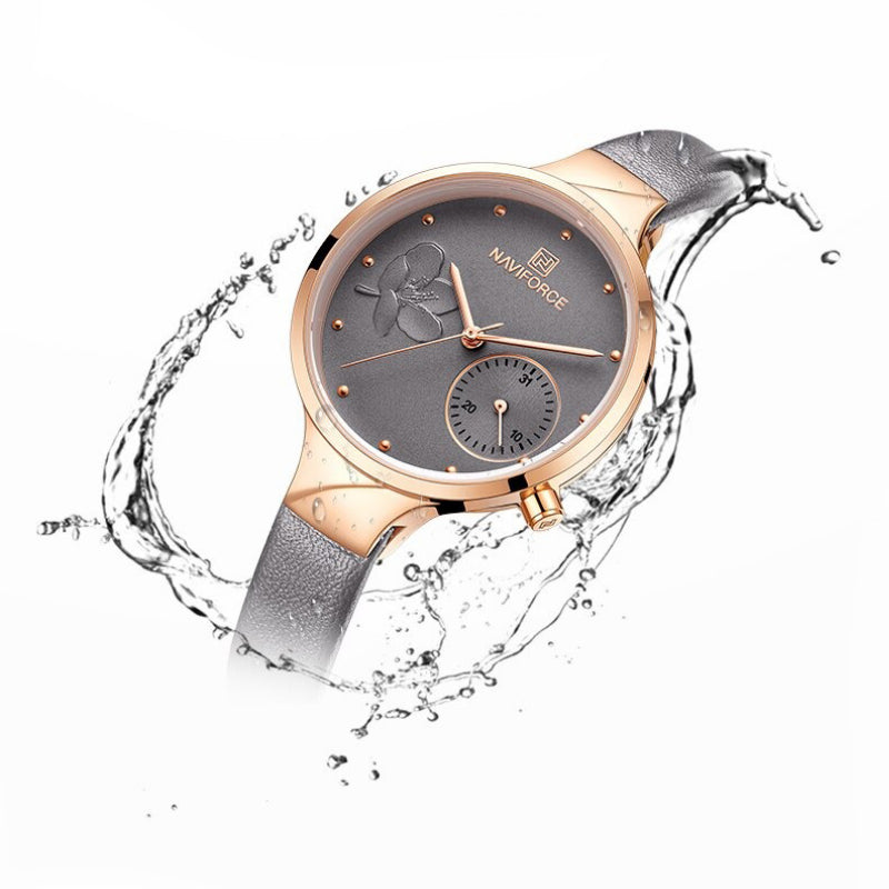 Classic Design Flower Bloom Dial Vegan Leather Strap Quartz Watches