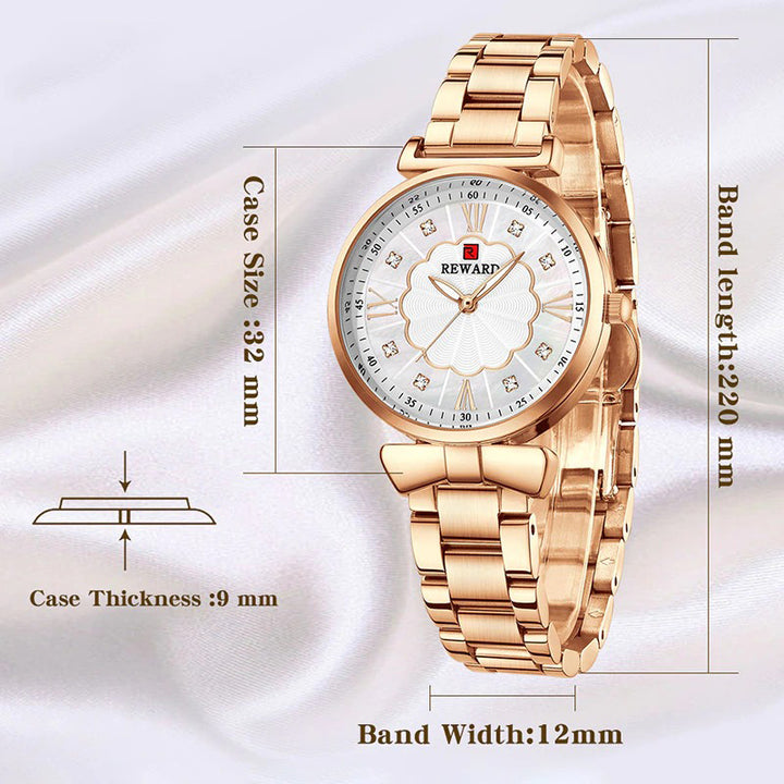 Chic Flower Dial with Rhinestone Inlay Ultra-thin Luminous Quartz Watches